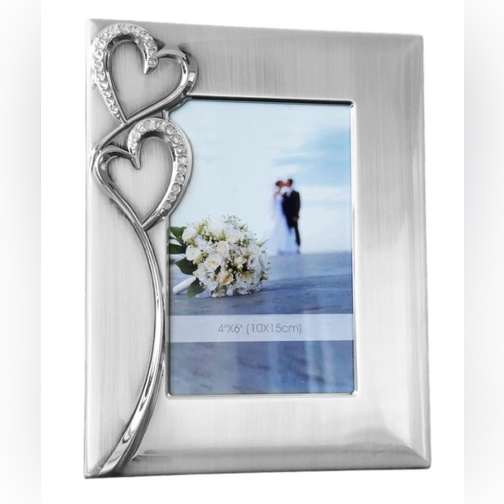 Picture Frame 4x6 with Hearts – Thoughtful Gift Idea for Weddings, 4X6 Silver